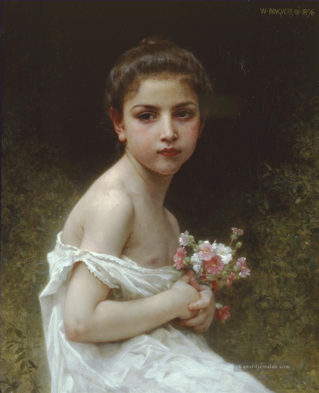 Petite fille au bouquet Realismus William Adolphe Bouguereau Ölgemälde